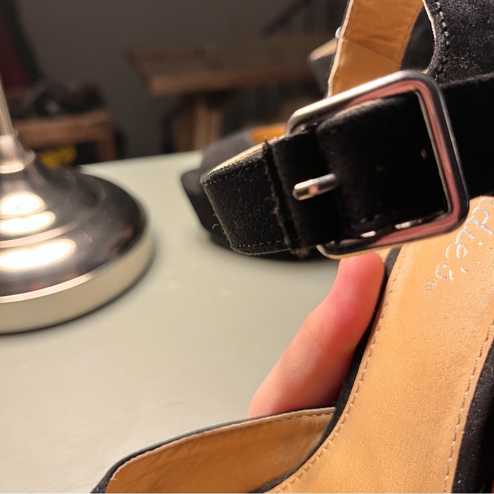 Black Suede Platform Heel Sandals - Women's Candie’s size 7 NWOT buckle straps - Picture 9 of 13